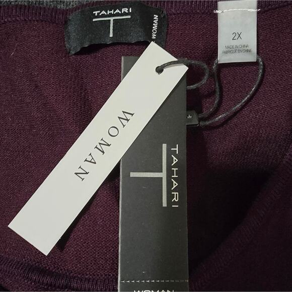 Tahari Purple Long Sleeve Tunic Length Sweater‎ Plus Size 2X New - Picture 5 of 5